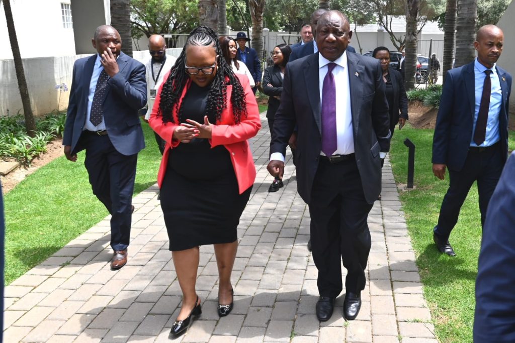 Basic education minister Siviwe Gwarube and President Cyril Ramaphosa.
